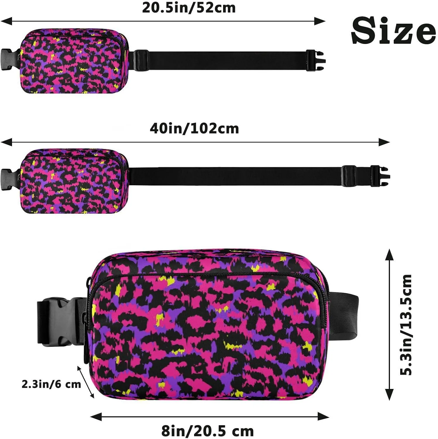 Boccsty 1980s Style Animal Print Leopard Belt Bag for Women Men Fanny Pack Small Waist Pouch Crossbody Bags for Outdoor Hiking Running Travel