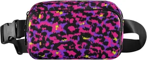 Boccsty 1980s Style Animal Print Leopard Belt Bag for Women Men Fanny Pack Small Waist Pouch Crossbody Bags for Outdoor Hiking Running Travel