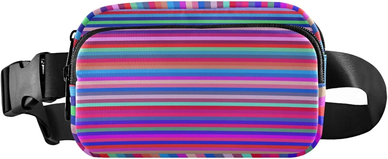 Boccsty 80s Retro Lines Stripe Belt Bag for Women Men Fanny Pack Small Waist Pouch Crossbody Bags for Outdoor Hiking Running Travel