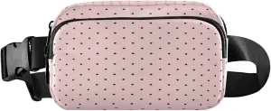 Boccsty Black Polka Dots Belt Bag for Women Men Rose Gold Fanny Pack Small Waist Pouch Crossbody Bags for Outdoor Hiking Running Travel
