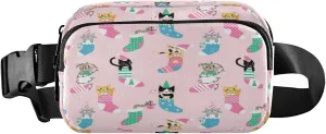 Boccsty Christmas Cartoon Cats Socks Belt Bag for Women Men Fanny Pack Small Waist Pouch Crossbody Bags for Outdoor Hiking Running Travel