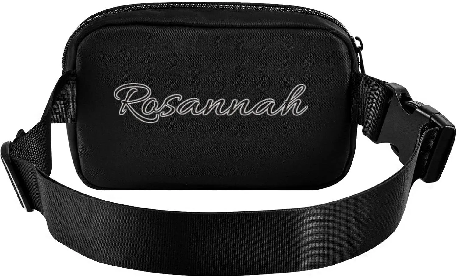 Boccsty Custom Black Belt Bag for Women Men Fanny Pack Small Waist Pouch Crossbody Bags for Outdoor Hiking Running Travel