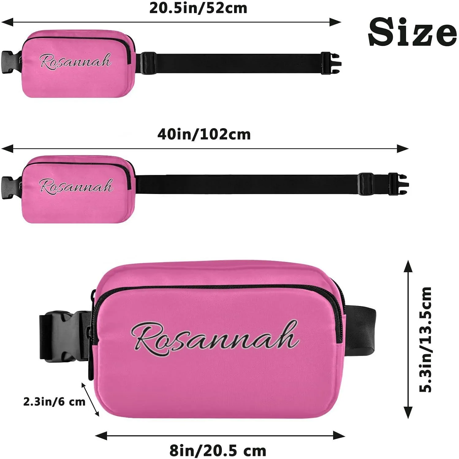 Boccsty Custom Hot Pink Belt Bag for Women Men Fanny Pack Small Waist Pouch Crossbody Bags for Outdoor Hiking Running Travel