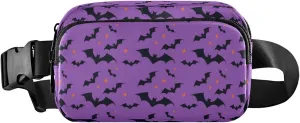 Boccsty Halloween Bat Night Sky Belt Bag for Women Men Fanny Pack Small Waist Pouch Crossbody Bags for Outdoor Hiking Running Travel