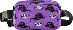 Boccsty Halloween Ghost Boo Belt Bag for Women Men Fanny Pack Small Waist Pouch Crossbody Bags for Outdoor Hiking Running Travel
