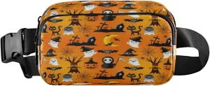 Boccsty Halloween Ghost Cat Belt Bag for Women Men Fanny Pack Small Waist Pouch Crossbody Bags for Outdoor Hiking Running Travel