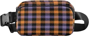 Boccsty Halloween Gingham Check Plaid Belt Bag for Women Men Fanny Pack Small Waist Pouch Crossbody Bags for Outdoor Hiking Running Travel
