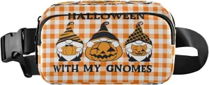 Boccsty Halloween Gnomes Plaid Belt Bag for Women Men Fanny Pack Small Waist Pouch Crossbody Bags for Outdoor Hiking Running Travel