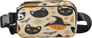 Boccsty Halloween Kittens Cat Belt Bag for Women Men Spooky Skull Spider Fanny Pack Small Waist Pouch Crossbody Bags for Outdoor Hiking Running Travel