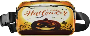 Boccsty Halloween Orange Pumpkin Moon Belt Bag for Women Men Fanny Pack Small Waist Pouch Crossbody Bags for Outdoor Hiking Running Travel