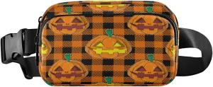 Boccsty Halloween Pattern Pumpkin Green Leaves Belt Bag for Women Men Fanny Pack Small Waist Pouch Crossbody Bags for Outdoor Hiking Running Travel