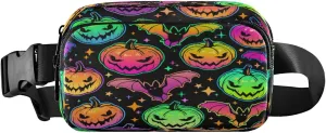 Boccsty Halloween Pumpkin Belt Bag for Women Men Colorful Spider Fanny Pack Small Waist Pouch Crossbody Bags for Outdoor Hiking Running Travel