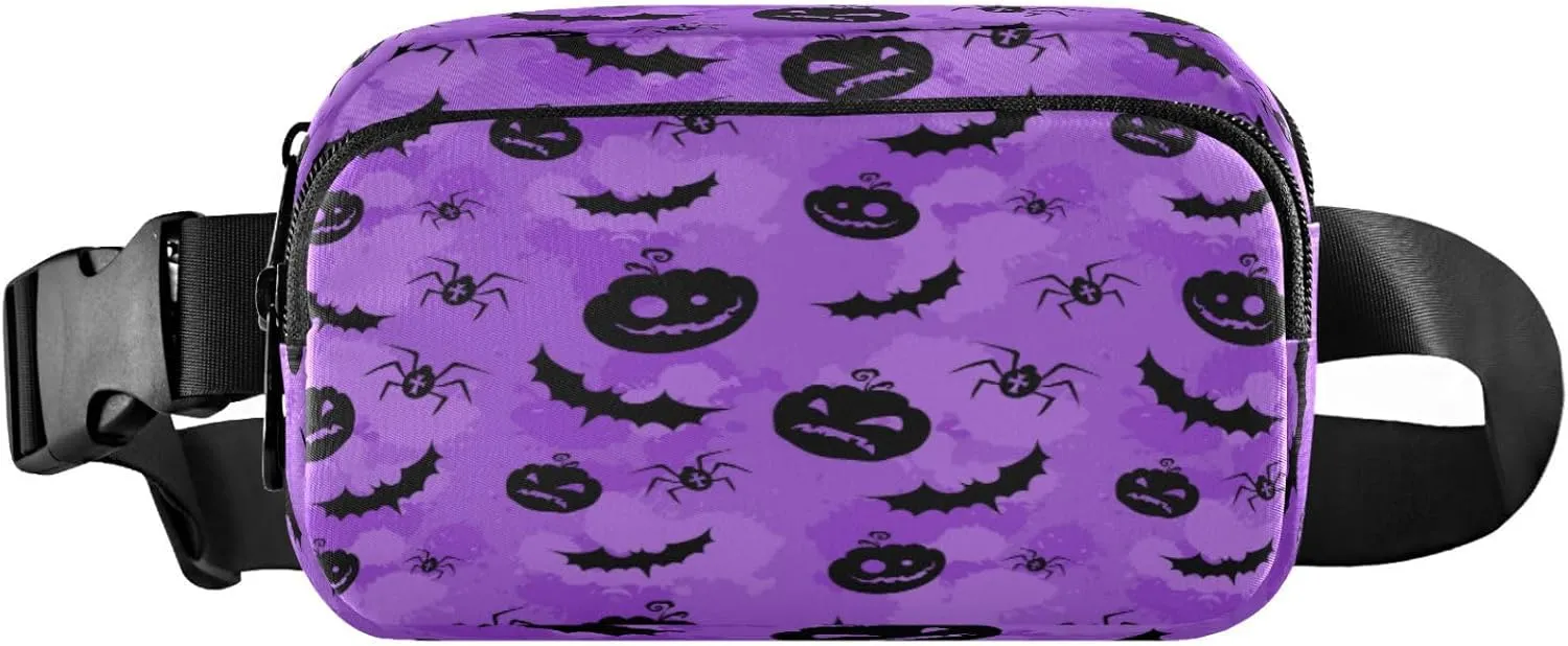 Boccsty Halloween Pumpkins Belt Bag for Women Men Bats Spider Grungy Fanny Pack Small Waist Pouch Crossbody Bags for Outdoor Hiking Running Travel