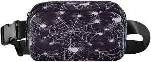Boccsty Halloween Spider Net Belt Bag for Women Men Fanny Pack Small Waist Pouch Crossbody Bags for Outdoor Hiking Running Travel