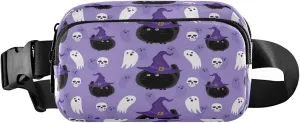 Boccsty Halloween Witch Belt Bag for Women Men Cat Ghost Fanny Pack Small Waist Pouch Crossbody Bags for Outdoor Hiking Running Travel