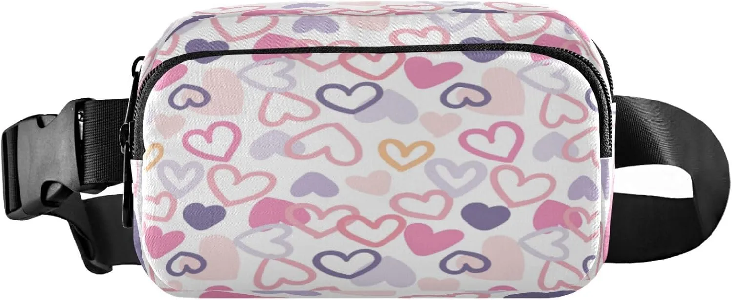 Boccsty Hand Drawn Heart Design Belt Bag for Women Men Fanny Pack Small Waist Pouch Crossbody Bags for Outdoor Hiking Running Travel