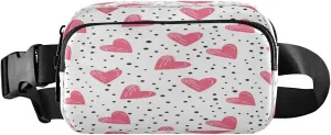 Boccsty Heart Polka Dots Belt Bag for Women Men Fanny Pack Small Waist Pouch Crossbody Bags for Outdoor Hiking Running Travel