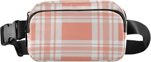 Boccsty Orange Tartan Plaid Belt Bag for Women Men Fanny Pack Small Waist Pouch Crossbody Bags for Outdoor Hiking Running Travel