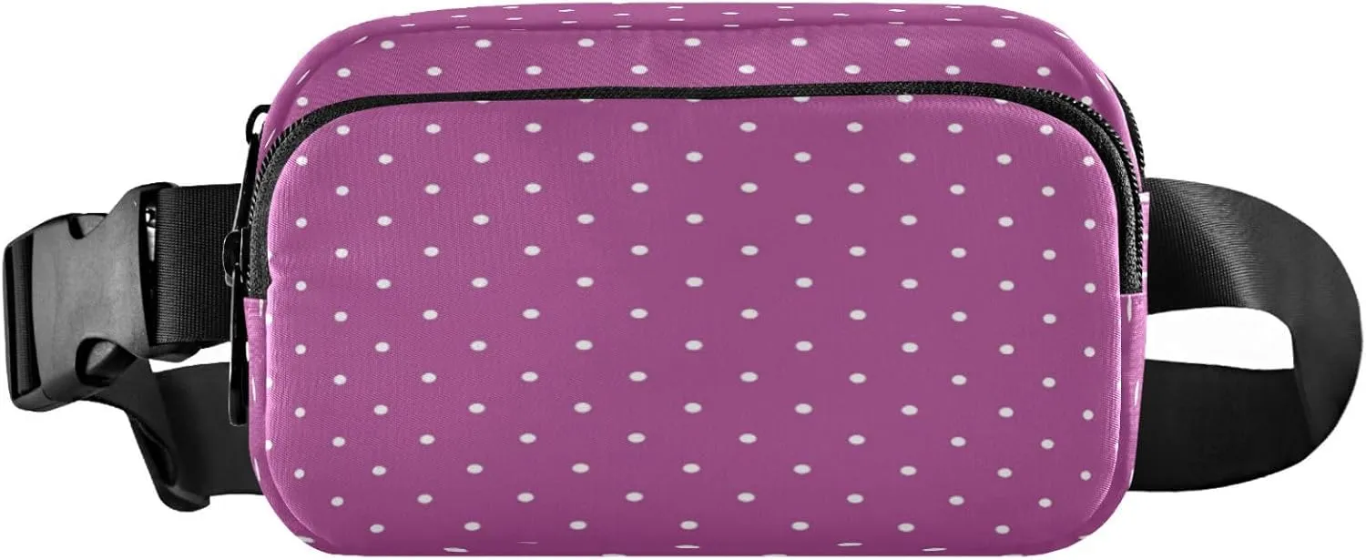 Boccsty White Polka Dots Violet Belt Bag for Women Men Fanny Pack Small Waist Pouch Crossbody Bags for Outdoor Hiking Running Travel