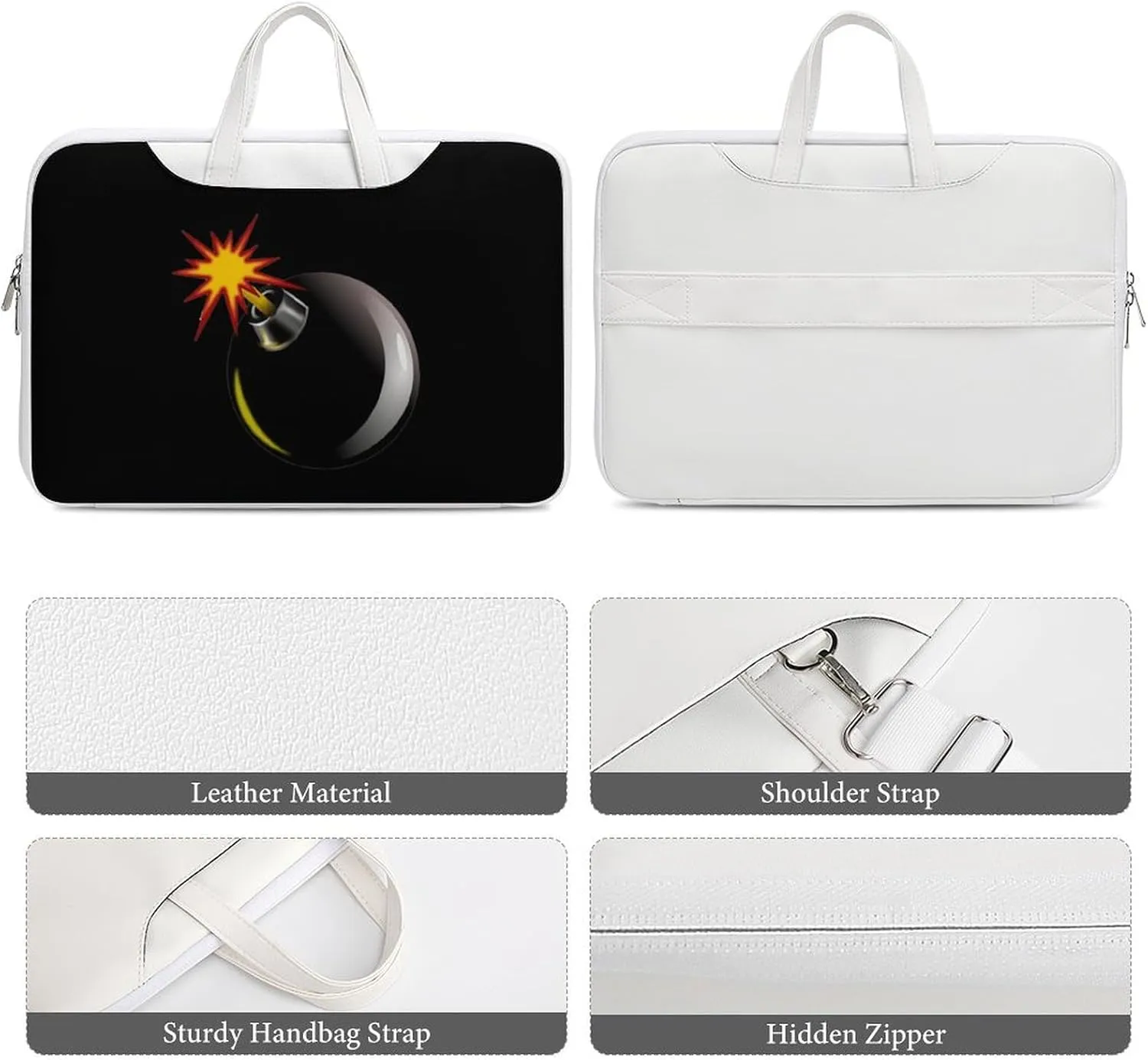 Bomb Exploded Leather Bag Laptop Case Slim Water Resistant Computer Bags with Handle Briefcase for Work