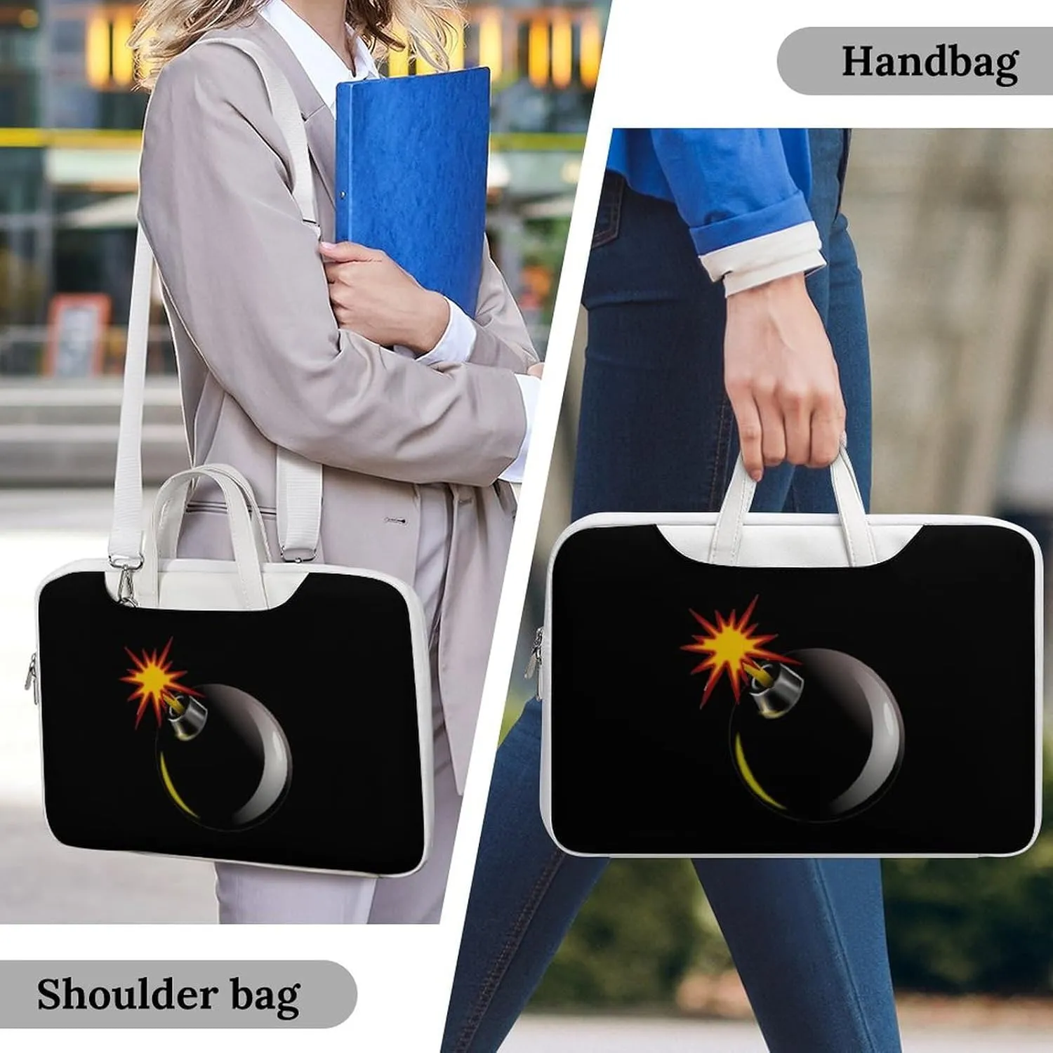 Bomb Exploded Leather Bag Laptop Case Slim Water Resistant Computer Bags with Handle Briefcase for Work