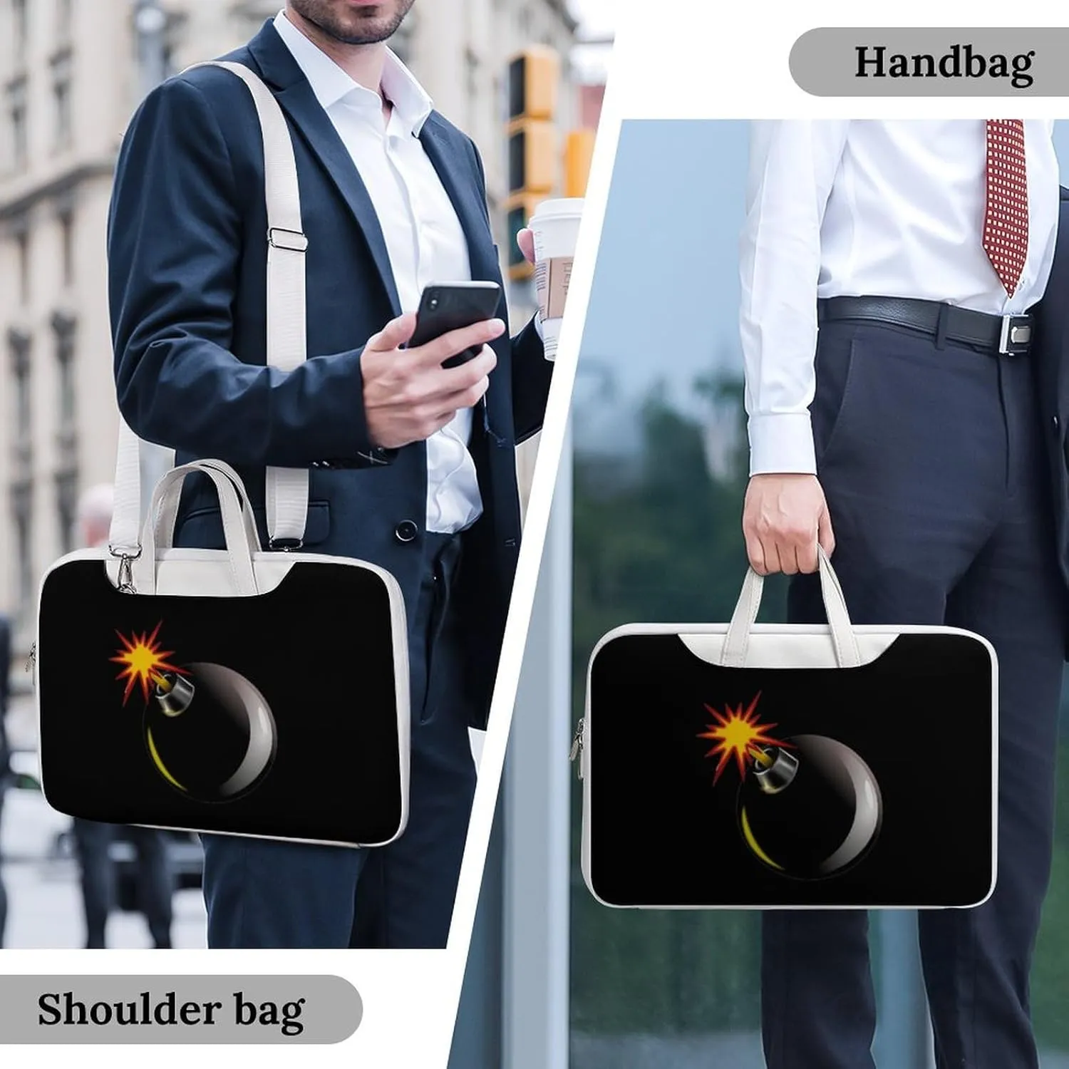 Bomb Exploded Leather Bag Laptop Case Slim Water Resistant Computer Bags with Handle Briefcase for Work