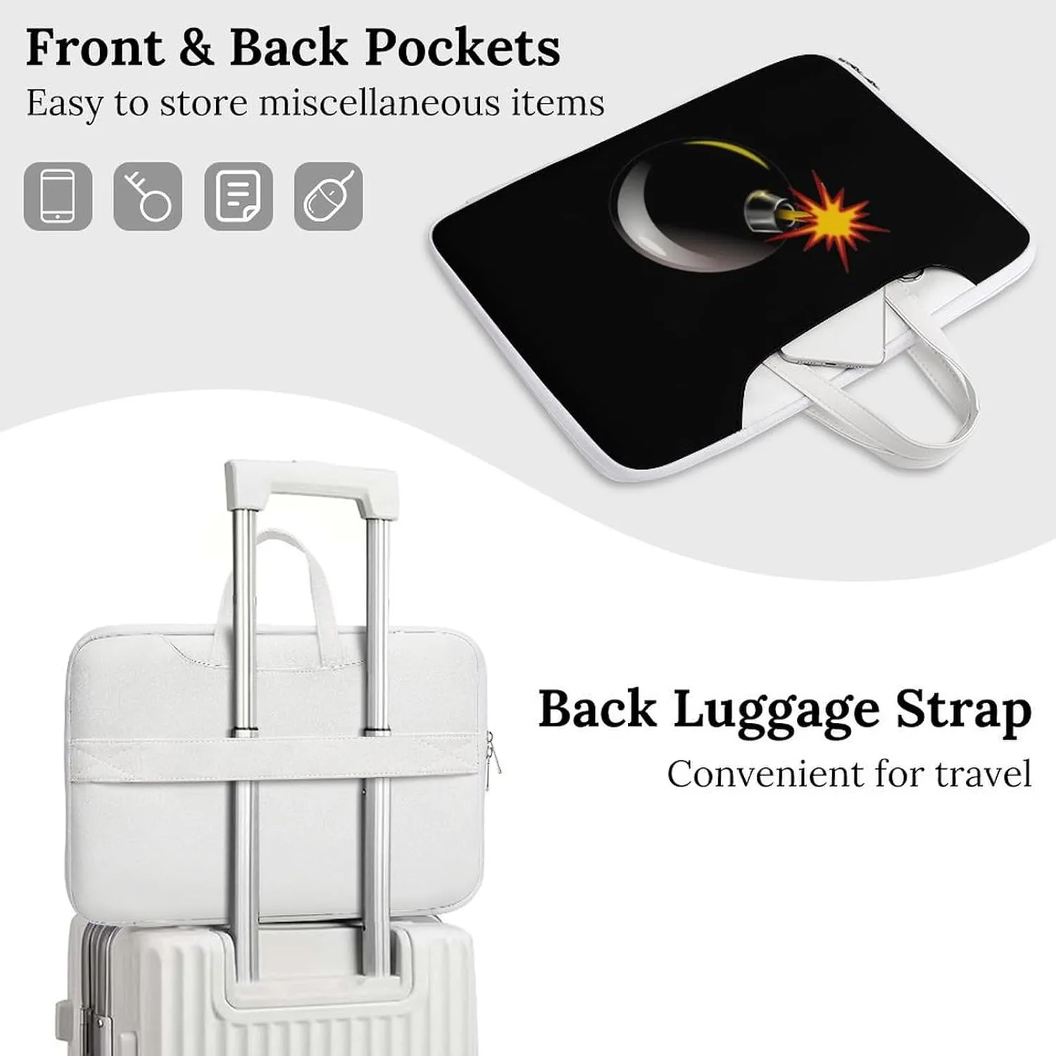 Bomb Exploded Leather Bag Laptop Case Slim Water Resistant Computer Bags with Handle Briefcase for Work