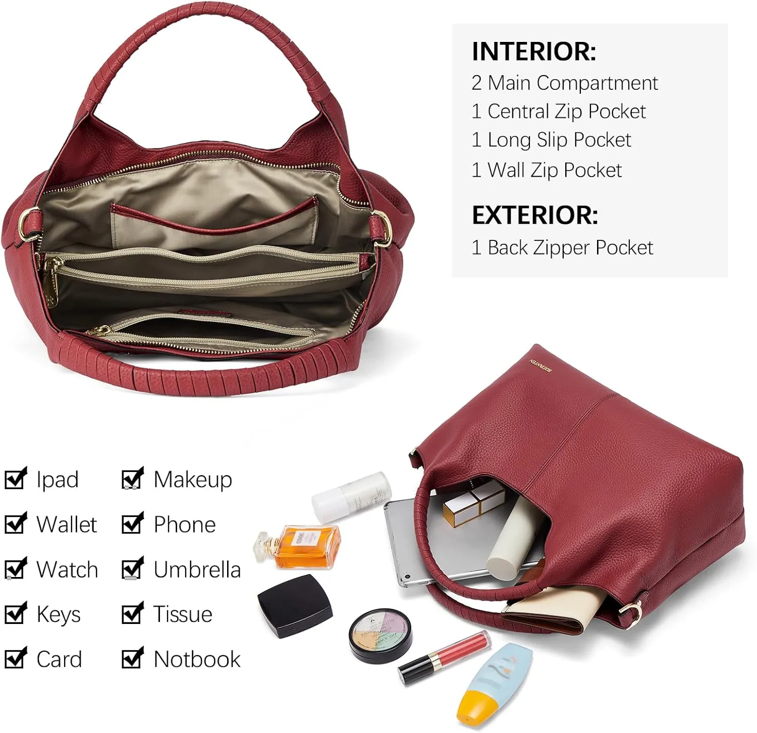 BOSTANTEN Genuine Leather Purses for Women Designer Handbags Crossbody Shoulder Bags Top Handle Satchel with Adjustable Strap