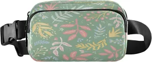 Botanical Plants Leaves Belt Bag for Women Men Herbs Branches Dots Fanny Pack Small Waist Pouch Crossbody Bags for Outdoor Hiking Running Travel