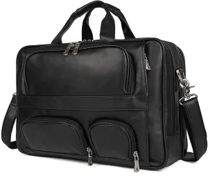 Briefcases for Men, Genuine Leather Briefcase for Men, Business Travel Messenger Bags, Shoulder Bags (Color : Black)
