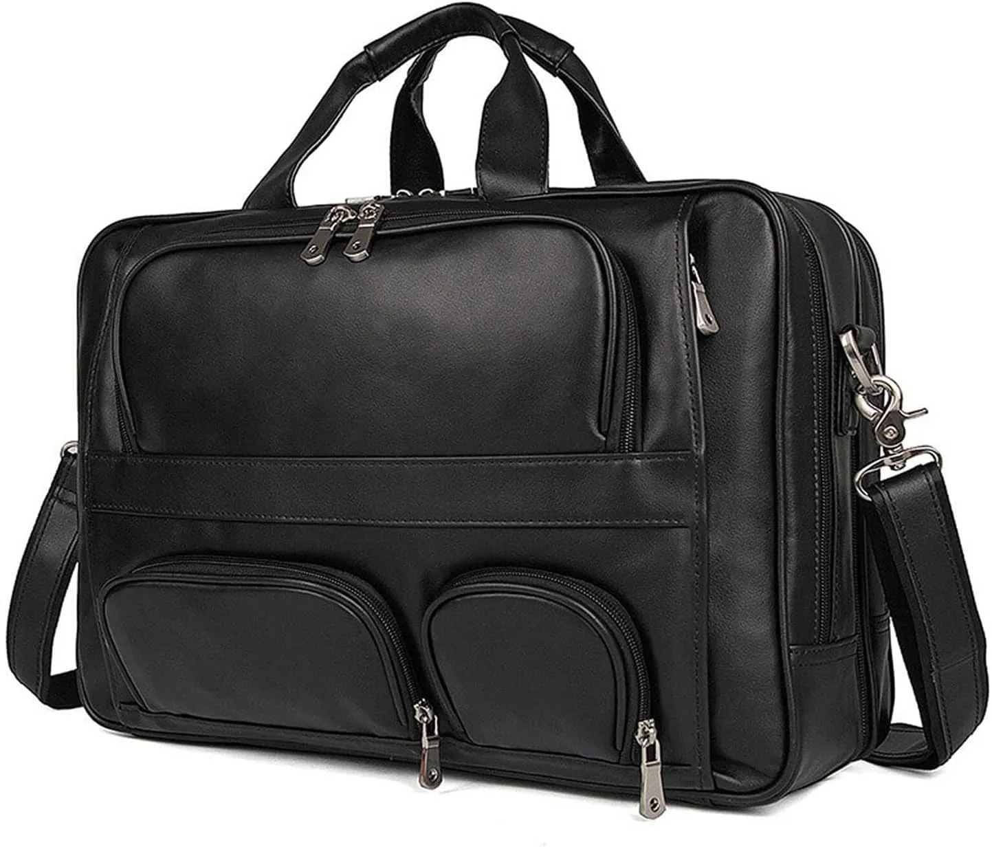 Briefcases for Men, Genuine Leather Briefcase for Men, Business Travel Messenger Bags, Shoulder Bags (Color : Black)