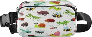 Butterfly Bugs Belt Bag for Women Men Dragonfly Ladybug Bee Snail Fanny Pack Small Waist Pouch Crossbody Bags for Outdoor Hiking Running Travel