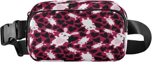 Cartoon Animals Rabbit Belt Bag for Women Men Bunnies Hearts Fanny Pack Small Waist Pouch Crossbody Bags for Outdoor Hiking Running Travel