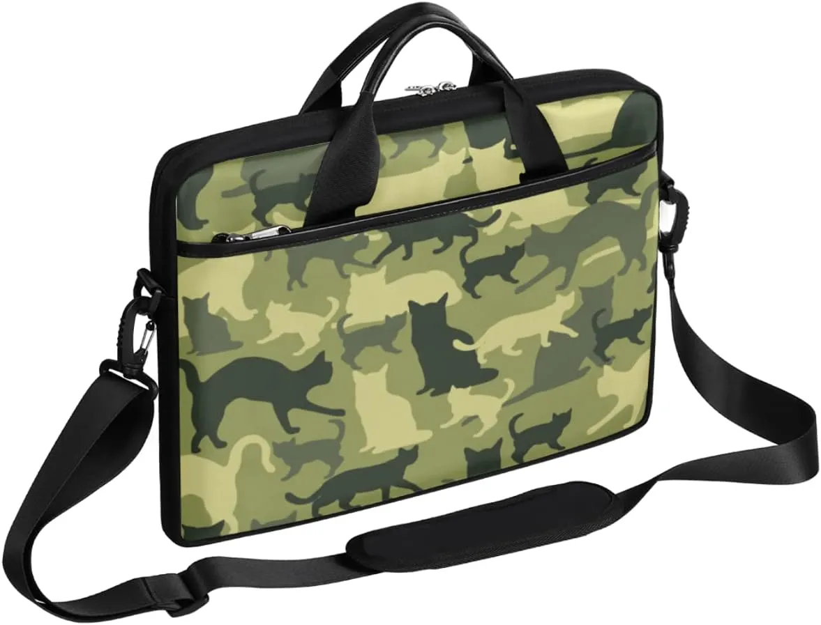 Cartoon Cats Laptop Shoulder Messenger Bag Waterproof Laptop Briefcase Handle Padded Strap