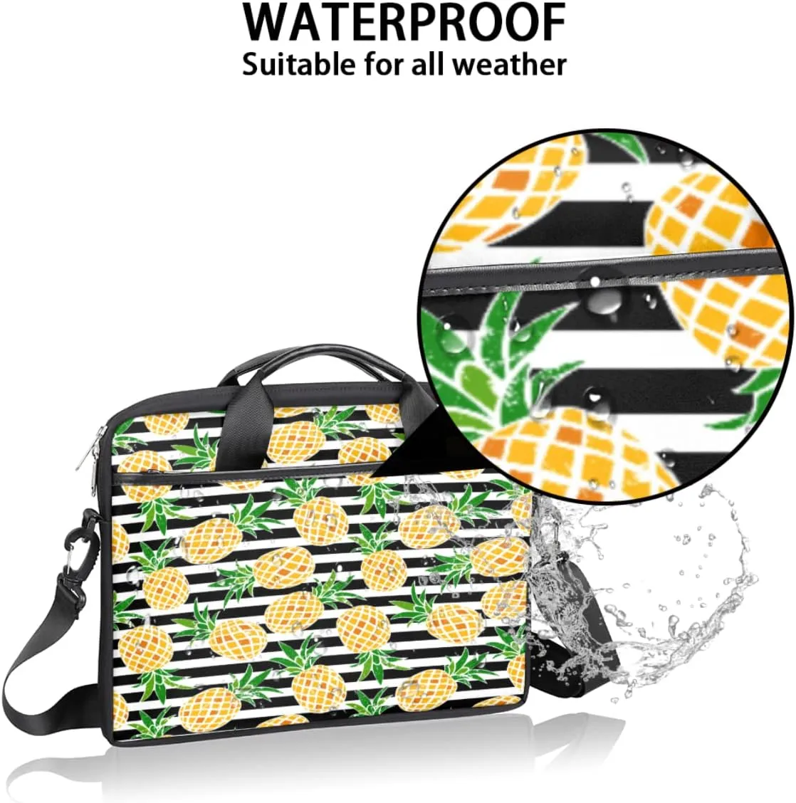 Cartoon Dog Animal Laptop Shoulder Messenger Bag Waterproof Laptop Briefcase Handle Padded Strap