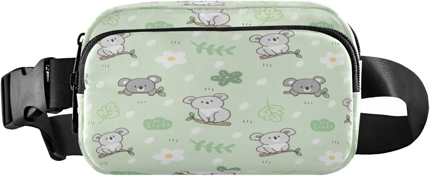 Cartoon Koala Flowers Belt Bag for Women Men Fanny Pack Small Waist Pouch Crossbody Bags for Outdoor Hiking Running Travel
