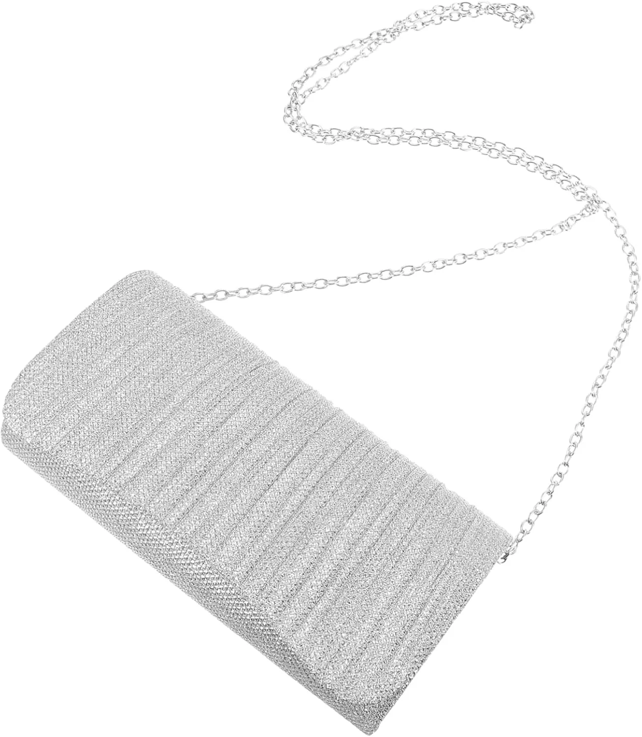 Chain Shoulder Bag Pleated Evening Handbag for Women Wedding Guest Clutch Purse Crossbody Bag