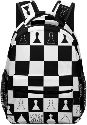Chess Board Backpack Casual Daypack,Lightweight Computer Bags with Chest Strap for Men Women Hiking Travel Work and Business 16 Inch
