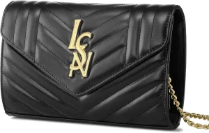 Chrysansmile Black Clutch Purses for Women Genuine Leather Crossbody Bags Fashion Quilted Womens Handbags with Chain