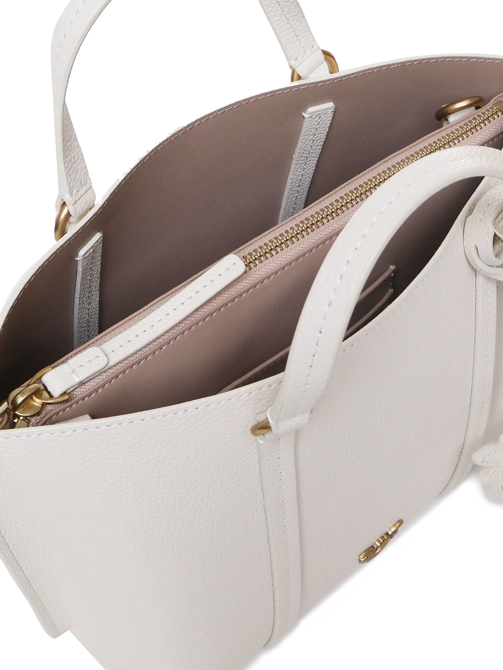 Classic White Leather Shopper Bag