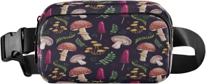 Colored Mushrooms Leaves Belt Bag for Women Men Fanny Pack Small Waist Pouch Crossbody Bags for Outdoor Hiking Running Travel