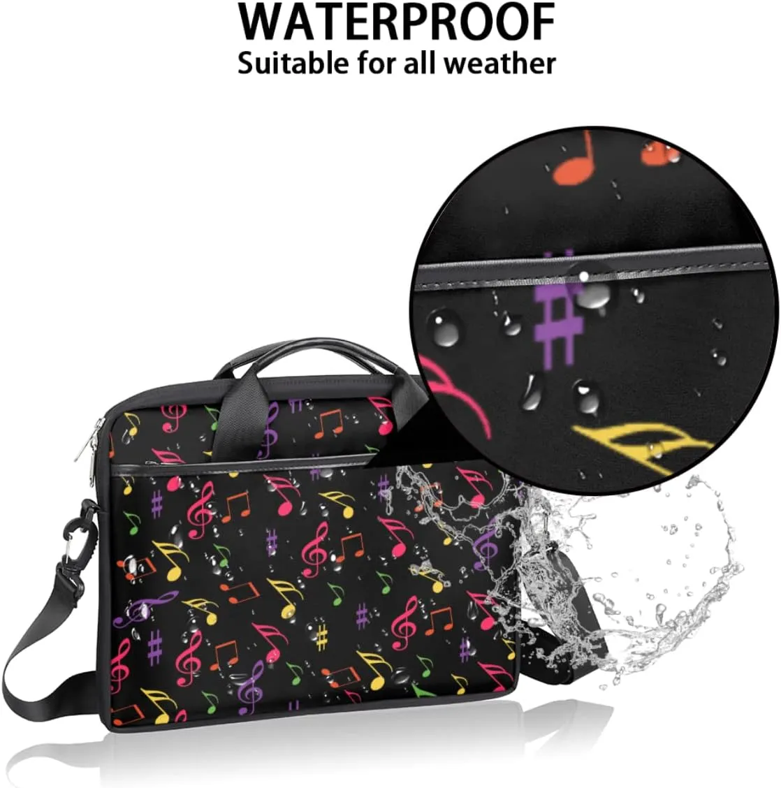 Colorful Abstract Background Laptop Shoulder Messenger Bag Waterproof Laptop Briefcase Handle Padded Strap