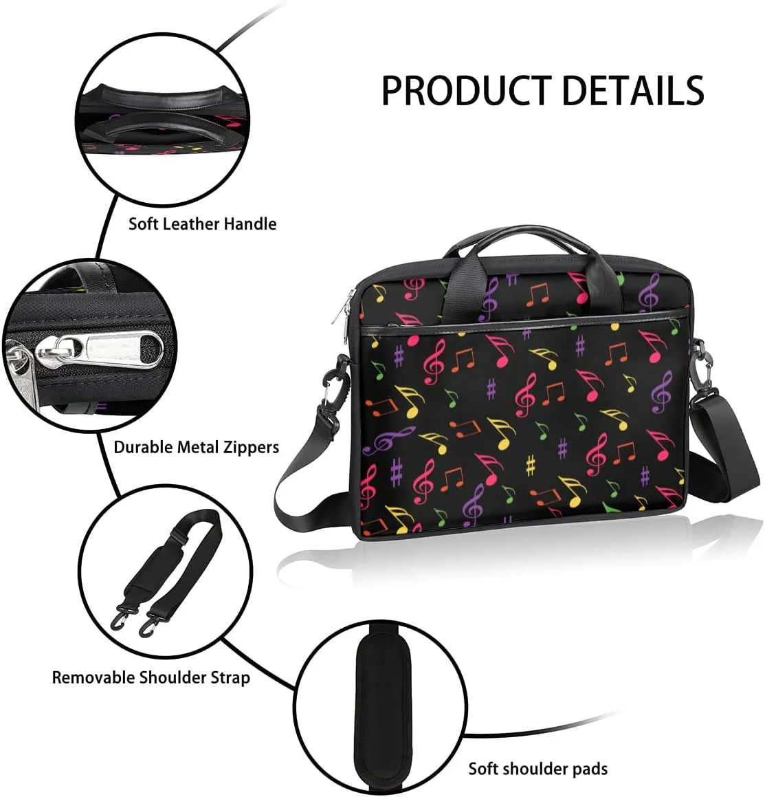Colorful Abstract Background Laptop Shoulder Messenger Bag Waterproof Laptop Briefcase Handle Padded Strap
