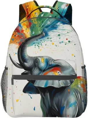 Colorful Elephant Backpack Travel Backpacks Laptop Rucksack,School Bookbag for Women Kids Boys Girls,Artistic Animal Back Pack Accessories Bags,Ideal Gifts for Work, Outdoor Adventures