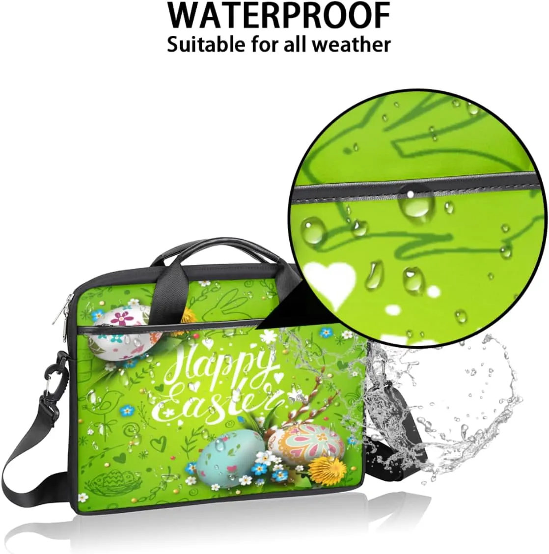 Colorful Fall Autumn Leaves Laptop Shoulder Messenger Bag Waterproof Laptop Briefcase Handle Padded Strap