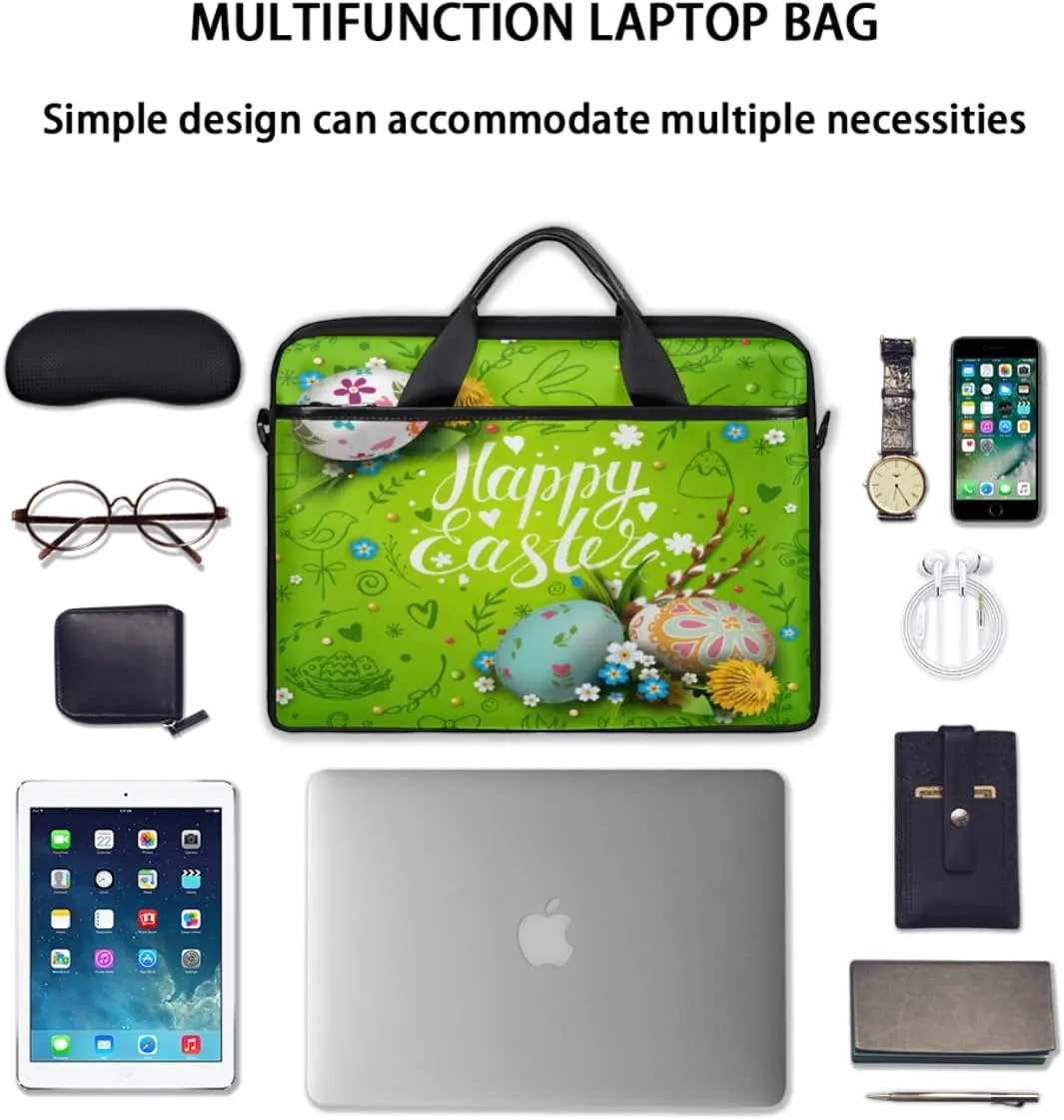 Colorful Fall Autumn Leaves Laptop Shoulder Messenger Bag Waterproof Laptop Briefcase Handle Padded Strap