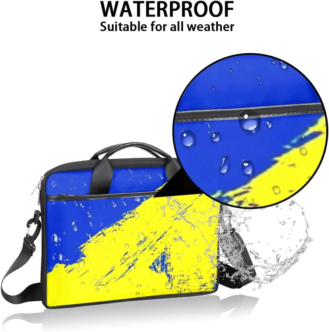 Colorful Hand Drawn Boho Laptop Shoulder Messenger Bag Waterproof Laptop Briefcase with Handle and Padded Strap Case Sleeve