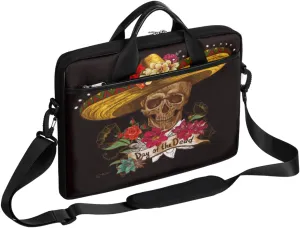 Colorful Sugar Skull Laptop Shoulder Messenger Bag Waterproof Laptop Briefcase with Handle and Padded Strap