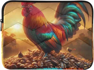 Computer Carrying Case Thin Computer Carrying Bag Rooster and Coffee Beans Waterproof Briefcase Bag