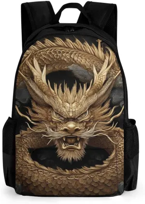 Cool Chinese Dragon King Rucksacks Lightweight Multipurpose Anti-Theft Shoulder Bag Big Capacity Traveling & Camping Backpack With Side Pockets